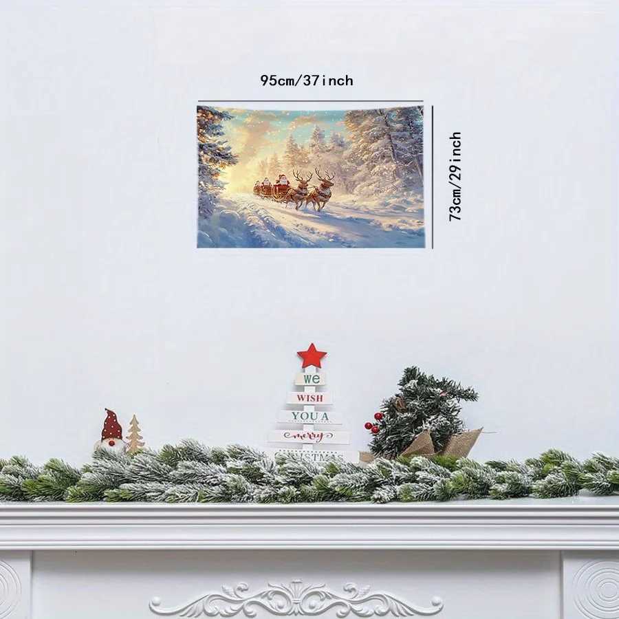 1pc Christmas Snowscape Polyester Tapestry Atmosphere Sense Festive Daily Room Wall DecorationM251125