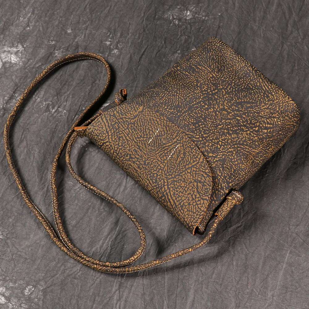 LUOKIR New Genuine Leather Women's Crossbody Bucket Top Layer Cowhide Shoulder Vintage Fashionable Mobile Phone Bag