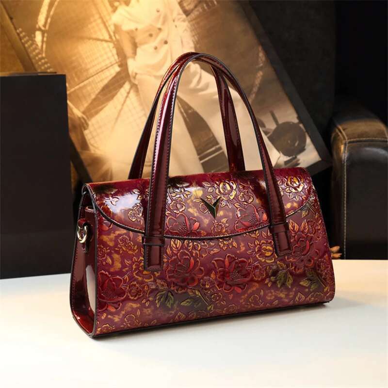 Spring new leather embroidery print mother's underarm handbag banquet dress large-capacity one-shoulder cross-body women's bag