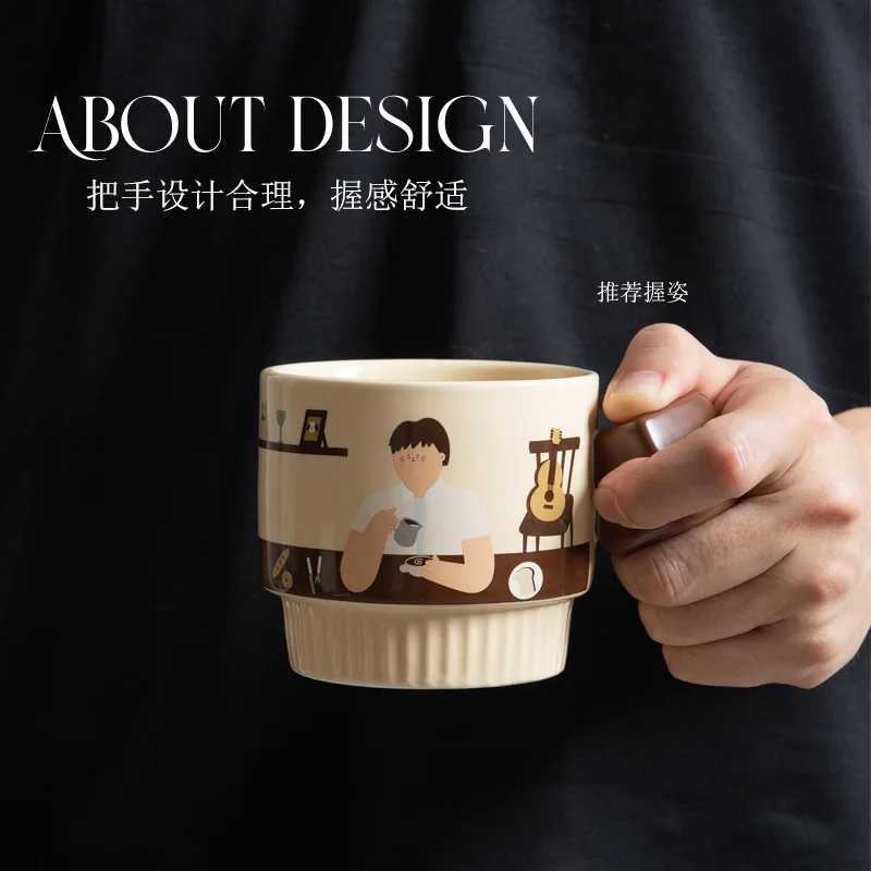 Korean Style High-Aesthetic Latte Art MugFashion Ceramic Coffee Cup for CouplesHis/Hers OptionsElegant Gift Souvenir Y251125