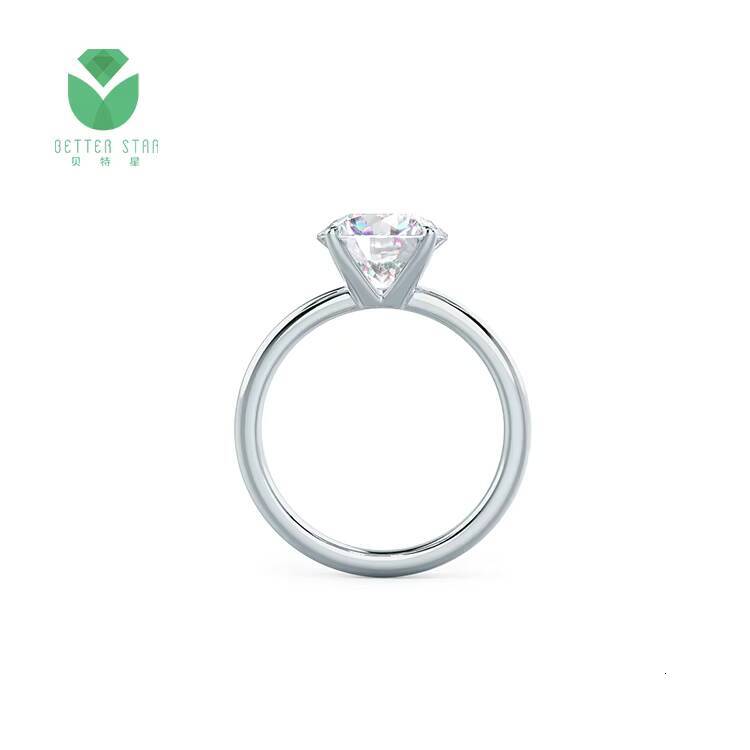 Betterstar IGI GIA Certified Lab Grown Created Diamond Jewelry 18k Solid Gold White Gold Rings Round Brilliant Cut Diamond Ring