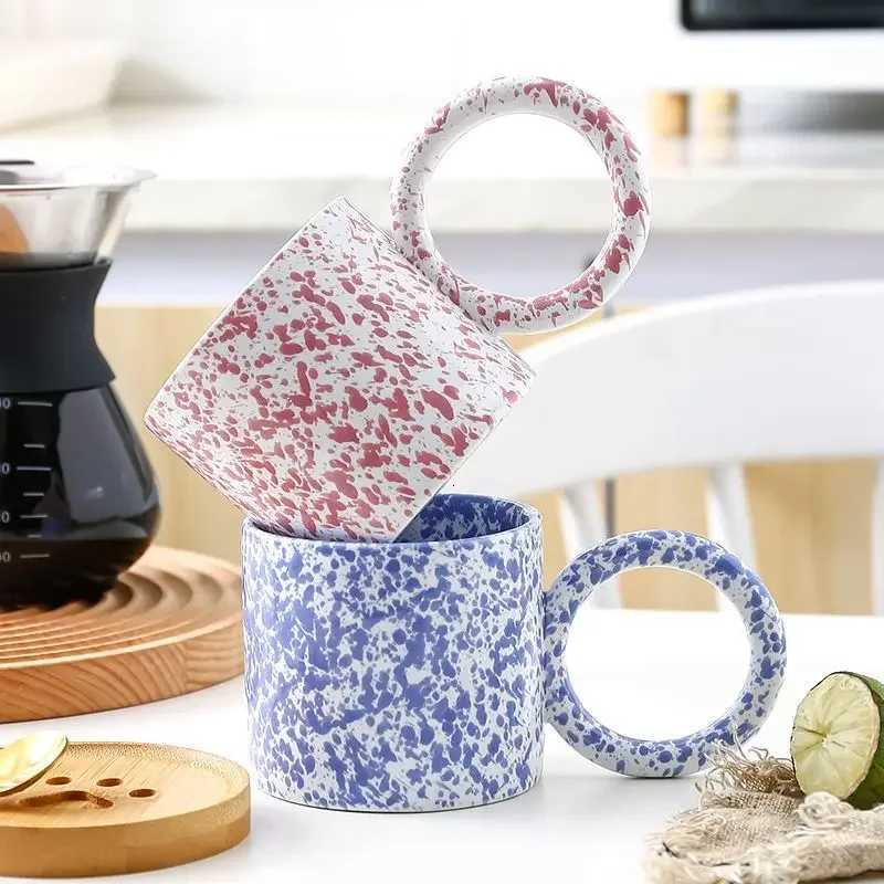 340ML Big Ears Ceramic Mug Splash Ink Mug Milk Coffee Cups Ceramic Couples Coffee Cup Tea Beer Cup Breakfast Cup Holiday Gifts Y251125