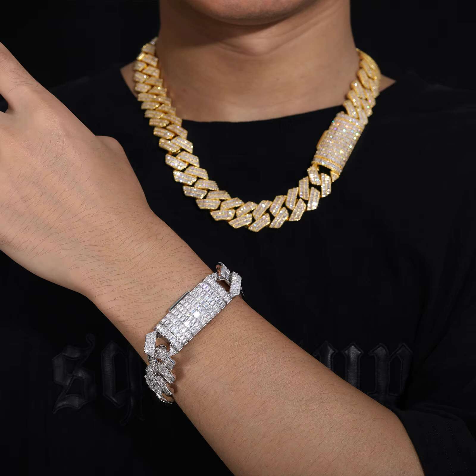 In-Stock Fashion Jewelry Sets for Women - 18K Gold-Plated Cuban Chain with Zircon Copper Body Necklace