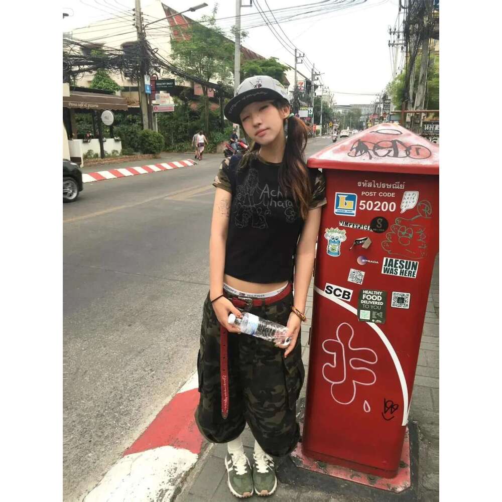Punk Street Casual Summer Women Camouflage Haruku Vintage High Waist Loose Y2k Wide Leg Baggy 2024 Denim Shorts