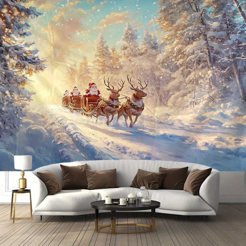 1pc Christmas Snowscape Polyester Tapestry Atmosphere Sense Festive Daily Room Wall DecorationM251125