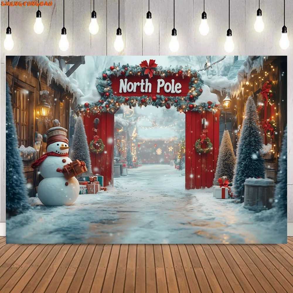 Winter Christmas Photography Backdrop Xmas Wreath Arch Christmas Tree Kids Portrait Family Party Decor Background Photo PropsM251125