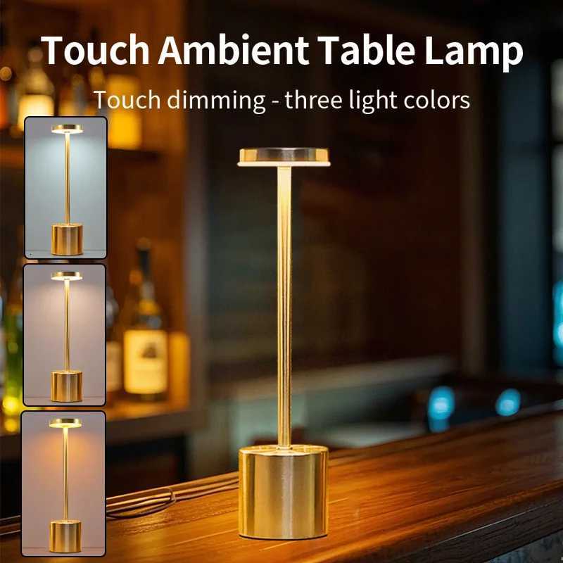 Classic Table Lamp USB Rechargeable Night Light Stepless Dimming Touch Desk Lamp 3 Colors Bedside Lamp Bar Hotel DecorationM251125