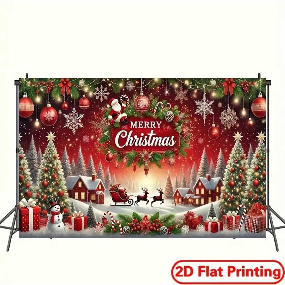VIKAMA 2D Flat-Printed Christmas Banner Ideal for holiday parties photo booth decorations and Christmas festive suppliesM251125