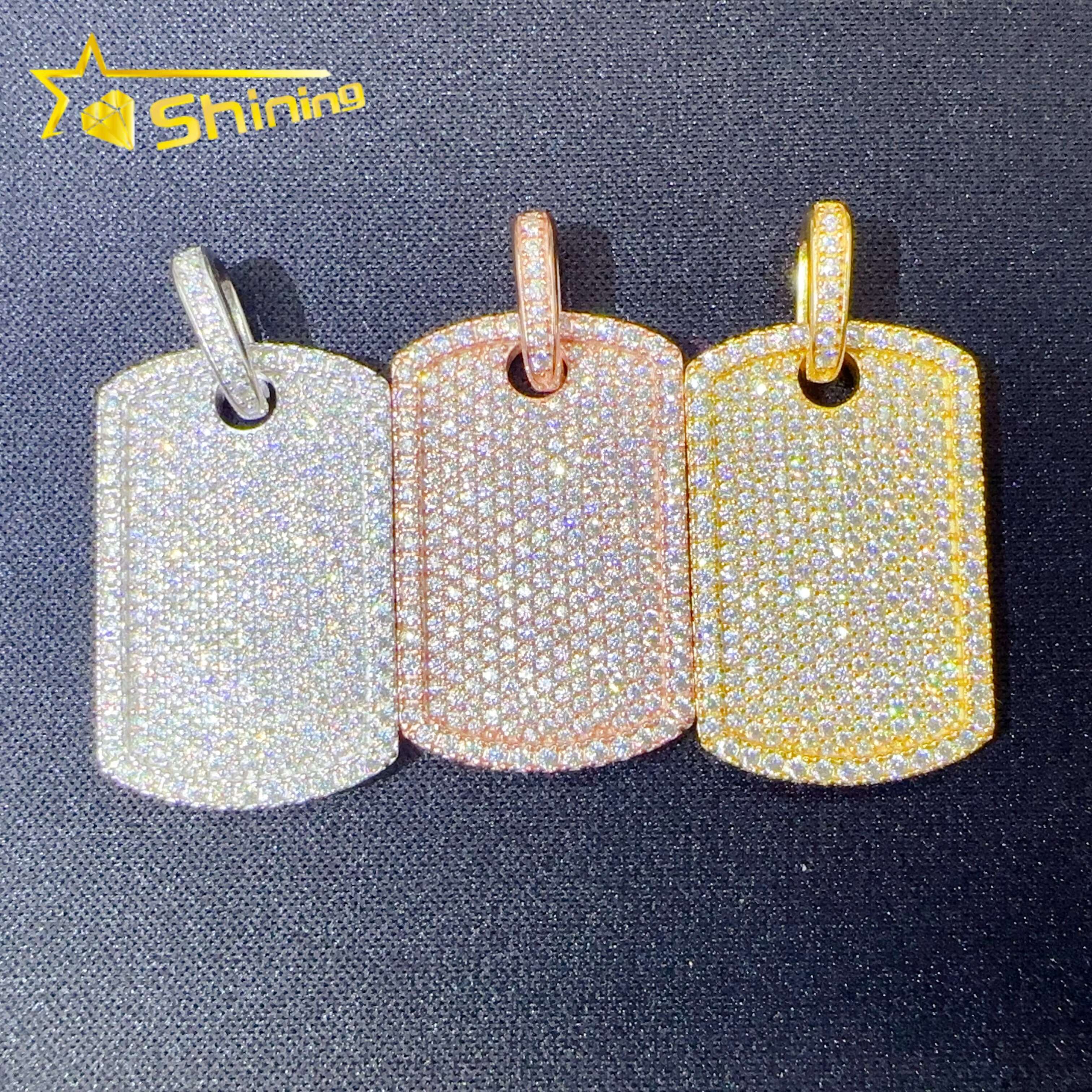 Hot Sell Iced Out Dog Tag Pendant 925 Silver Lab Diamond Jewelry Men Women Hip Hop GRA Certified Moissanite Necklace Pendant