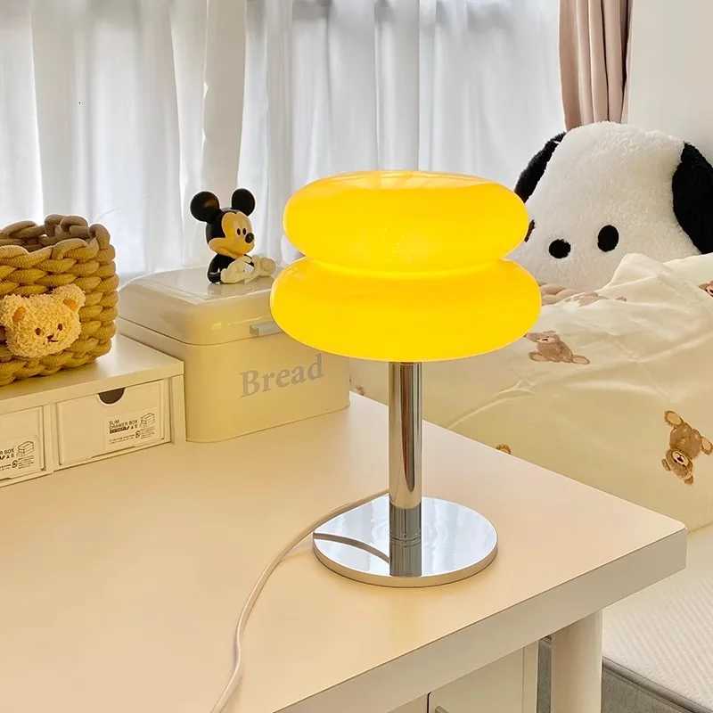 Macaron Glass Table Lamp Trichromatic Dimming Living Room Atmosphere Lamps Eye Protection Night Light Girl Bedroom Bedside DecorM251125
