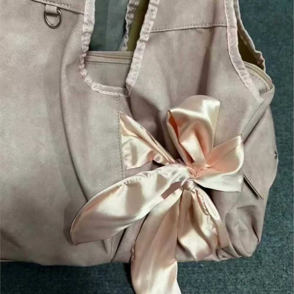 JIAERDI Harajuku Large Capacity Handbag Womens Fairycore Aesthetic Bow Unique Grey Handbag Womens Retro Cute Shoulder Bag New W250421