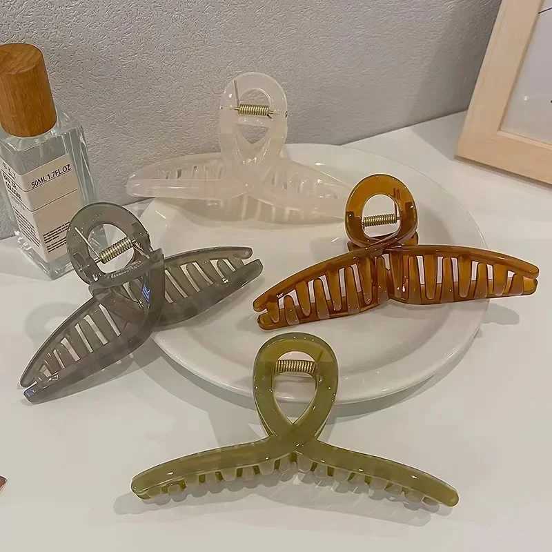 13cm plastic transparent large-sized hair clip fashionable womens clothing accessories headband ponytail hair clipT250425