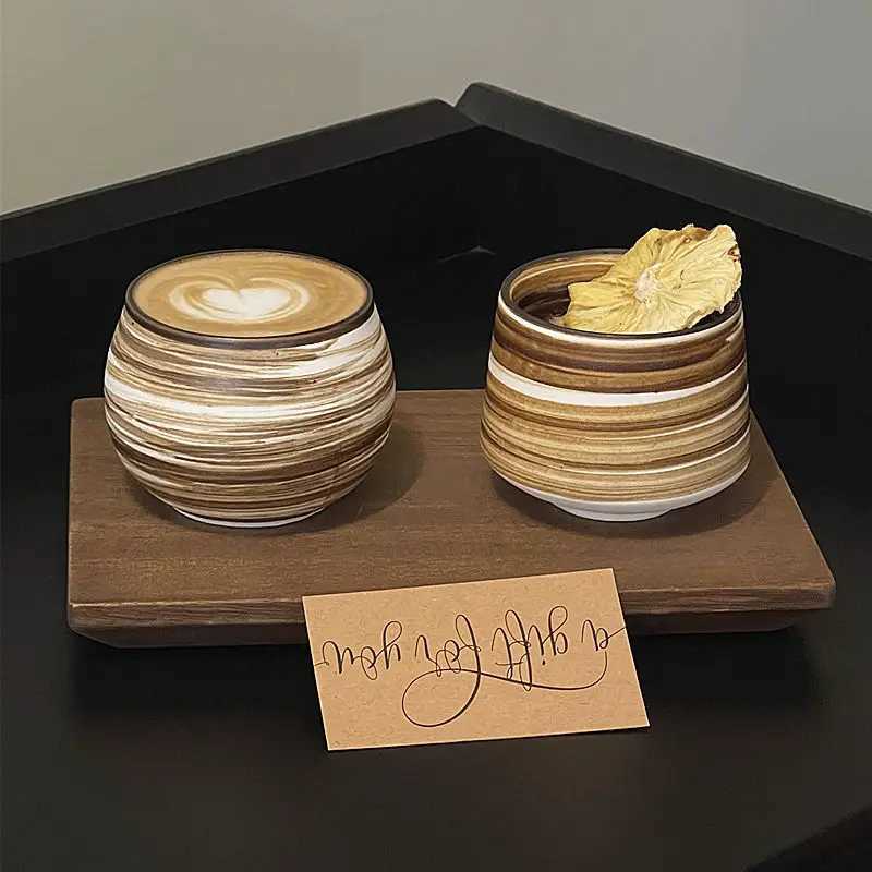 Japanese handmade rough pottery frosted tea cup hot latte coffee cup retro style kung fu tea cup tea tasting cup Y251125