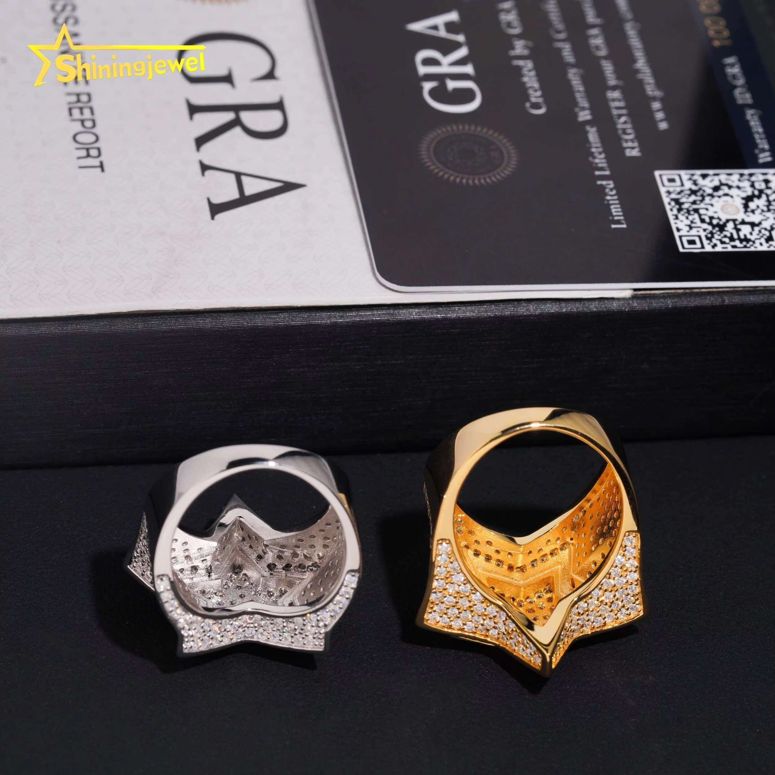 Fine Jewelry Hip Hop Sterling Silver 925 VVS Moissanite Diamond Star Iced Out Ring