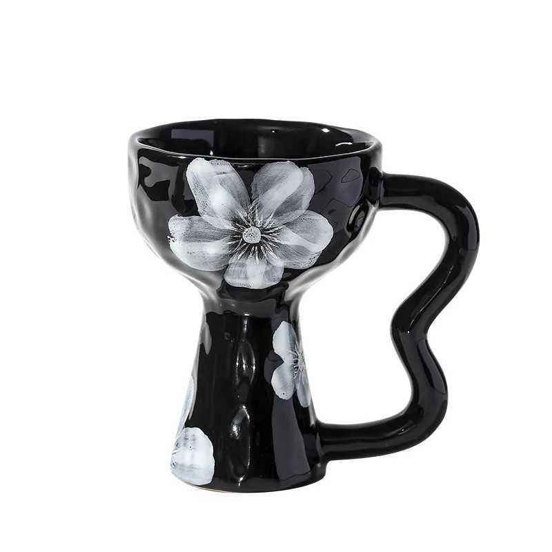 Vintage High Cup Ceramic Mug Office Afternoon Tea Coffee Cup Restaurant Ice Cream Dessert Cup European Household Cup Gifts Y251125