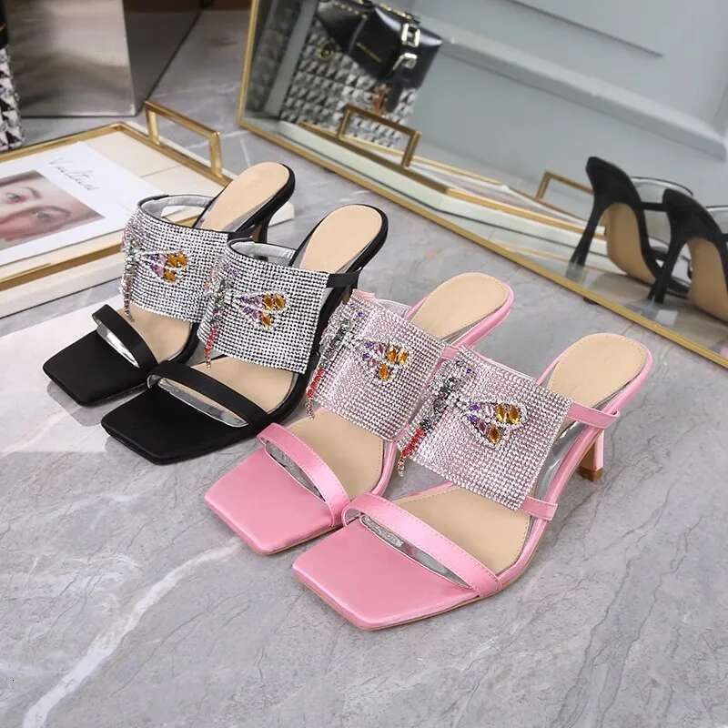 Summer new square toe transparent PVC rhinestone fashion wedge slippers thin high-heeled banquet dress large size women's sandal