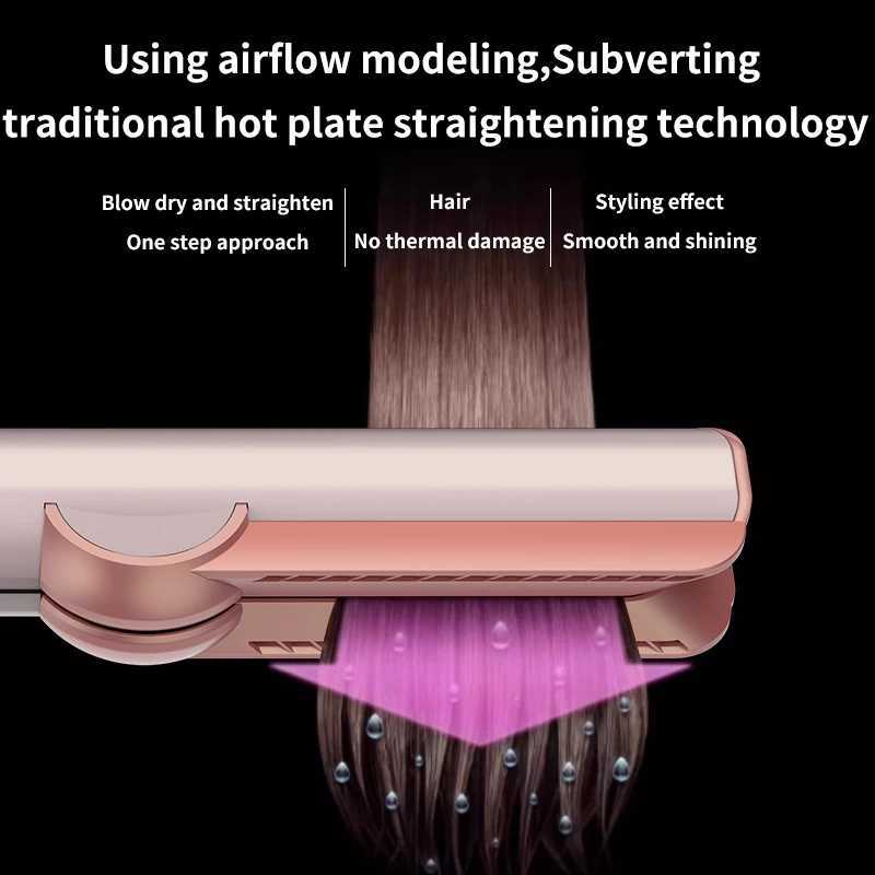 2 IN 1 Professional Hair Straightener Hair Dryer Heat-Up Hair Flat Iron Negative Ion Iron Long-Lasting Styling Tool Z250508