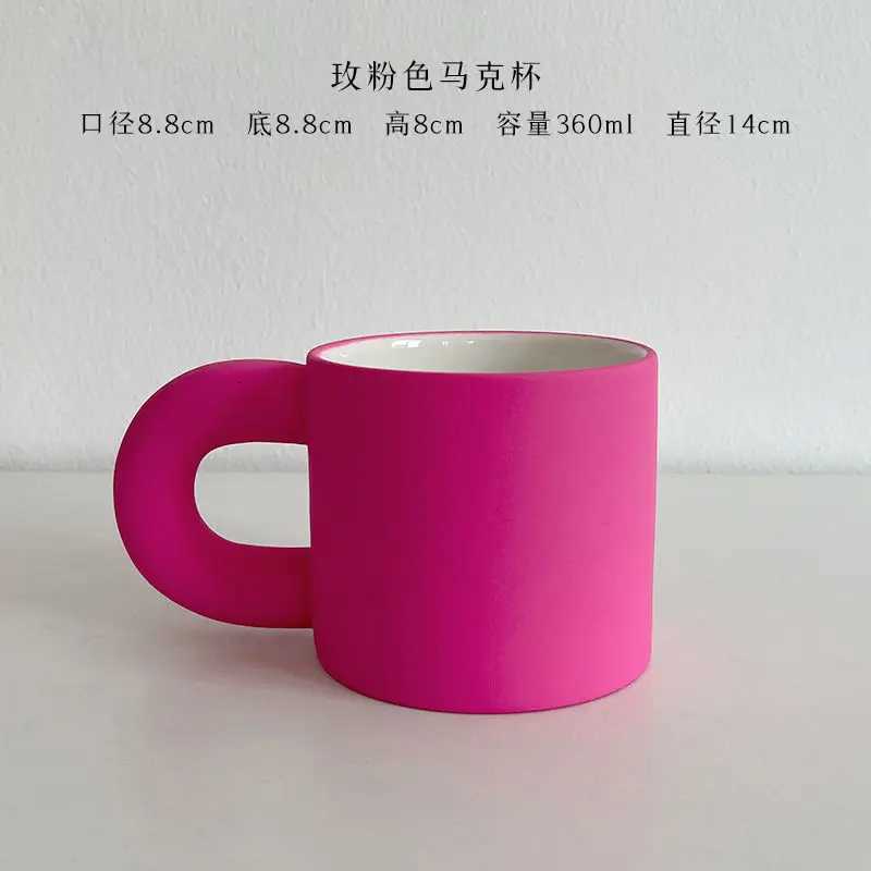 Ceramic Coffee Pink Mug with Fat Round Handgrip Personzed Family Lovers Gift Y251125