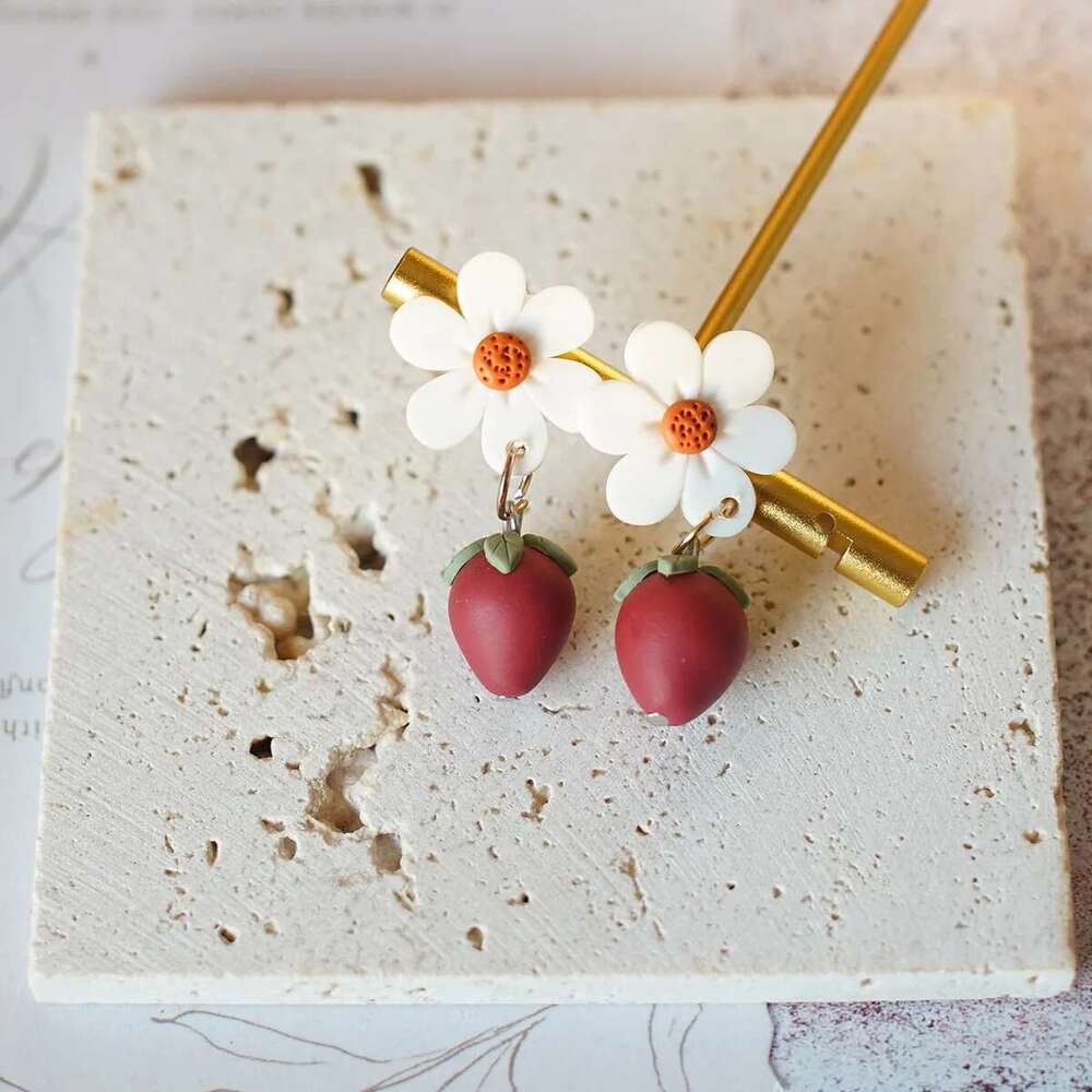 Trendy Fashion Cute Flower Fruit Dangle Handmade Polymer Clay Earrings For Women's Accessories Layer Drop Jewelry Gifts Summer