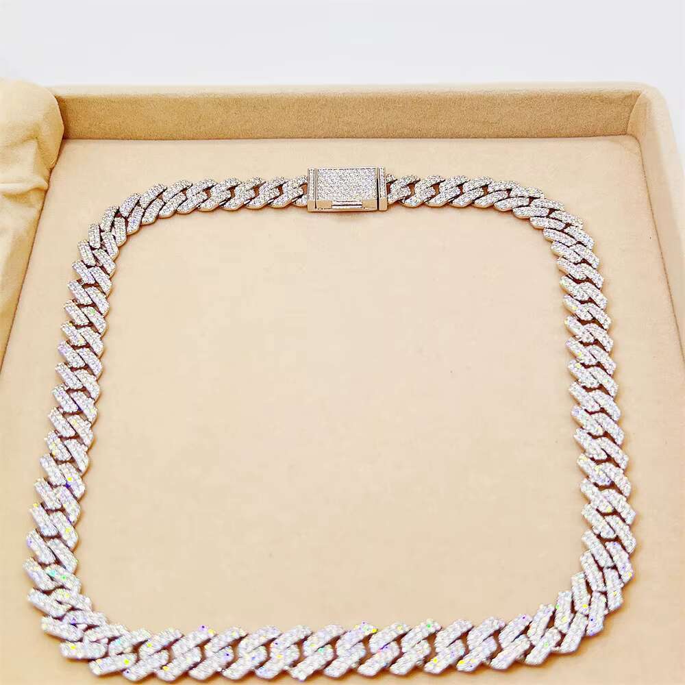2022 Best Selling 12mm 2 Row Iced Out Flawless Moissanite Diamond Miami Cuban Link Chain