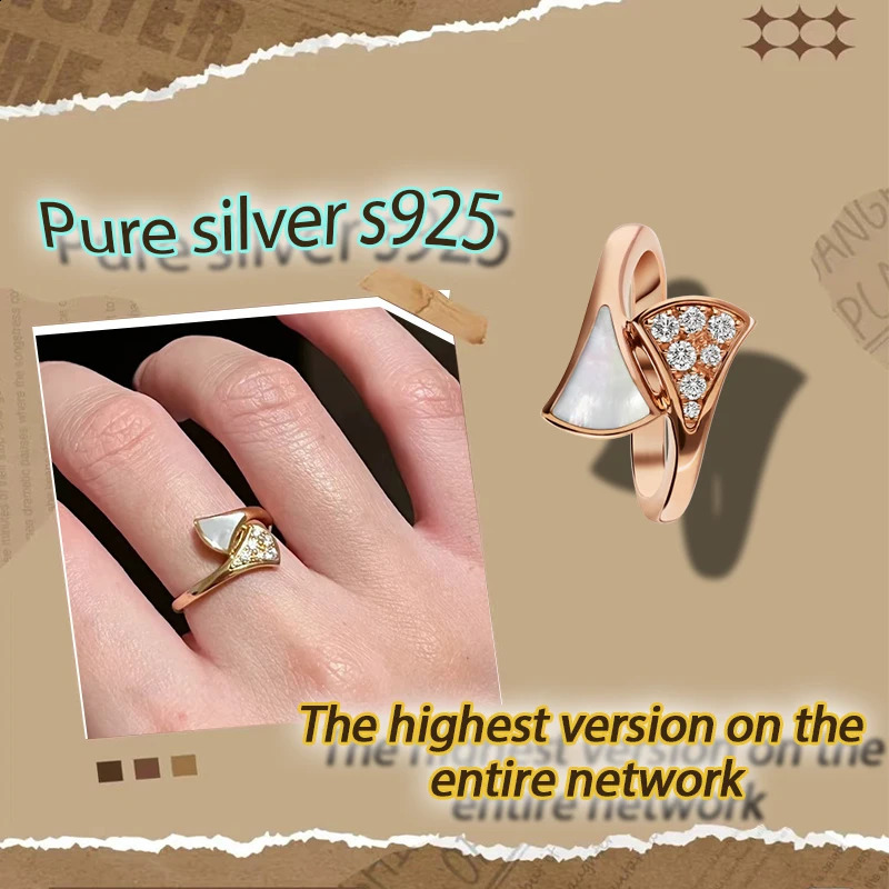 Enamel inlaid diamond pure silver S925 ring with high-end and atmospheric n BV series ring holiday gift 250425