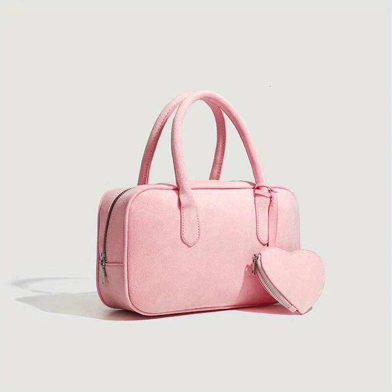 Designer Bag JIOMAY Solid Color Heart-Shaped Women's Handbag Sweet Style Boston Lightweight Bowling Travel Bag