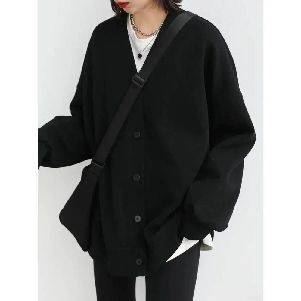 CHIC VEN Korean Autumn Winter Women's Sports Coat Casual Loose V-Neck Sweatshirt For Women Thick Warm Tops Office Lady Female