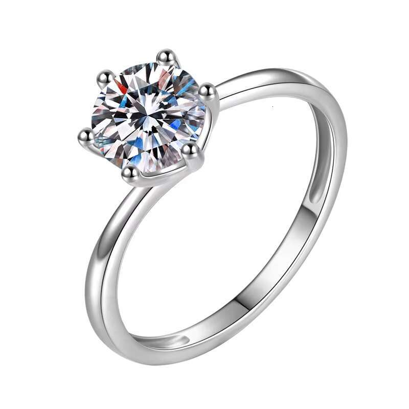 Gra Certificate VVS Classic 1CT Round Shape Gemstone Moissanite Rings for Women Engagement Wedding 925 Sterling Silver Rings