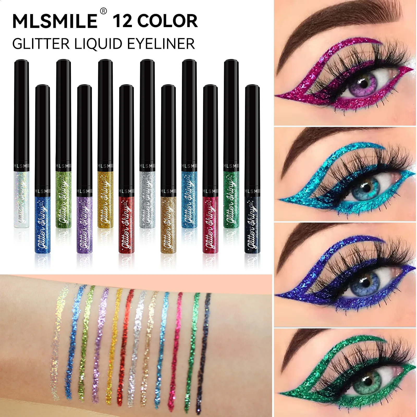 8color liquid eyeliner set glittering pen makeup fast drying eye shadow longlasting flower free beauty cosmetics 250418