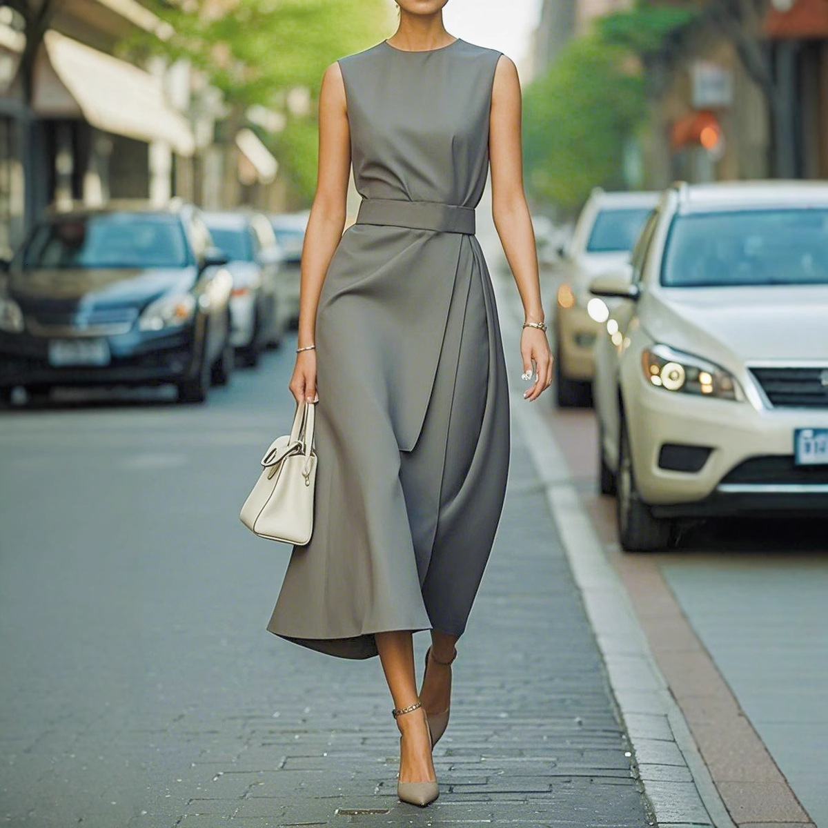 2025 new summer sleeveless round neck fashionable casual long dress for women