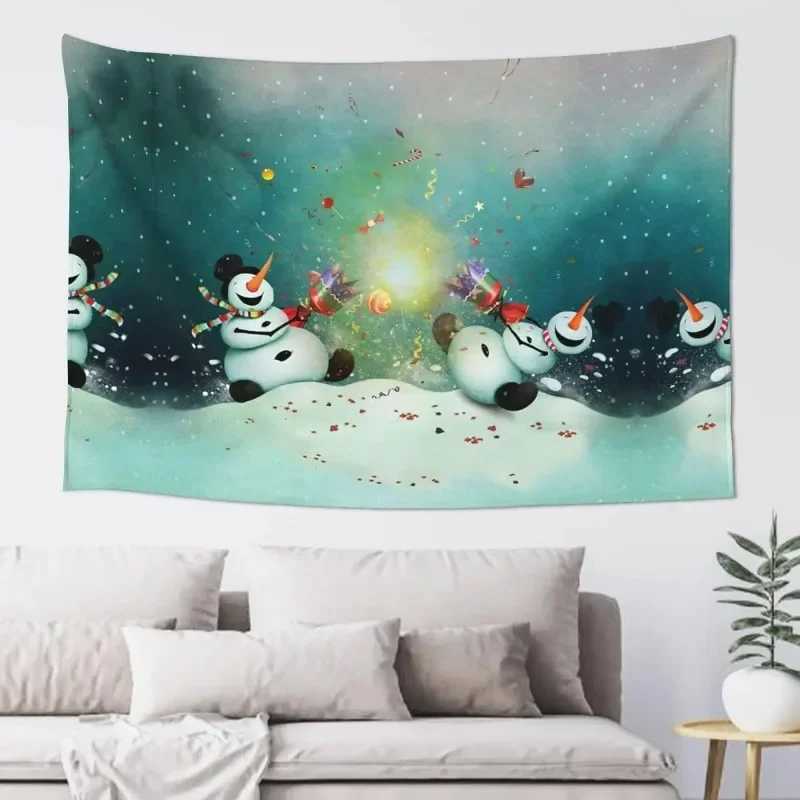 Funny Snowman Printed Winter Theme Tapestry Aesthetic Funny Wide Wall Hanging for Bedroom Living Room Dorm Home DecorationM251125