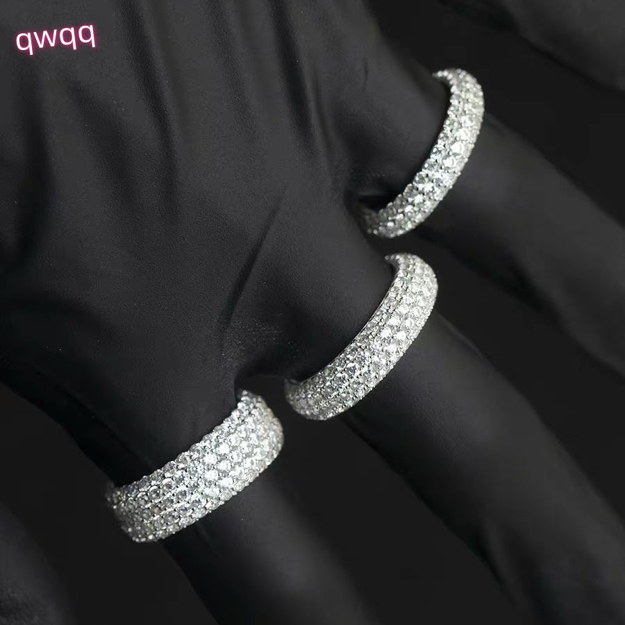 Fashion Design 925 Solid Silver With Iced Out GRA Round Moissanite Diamond for Mens Hiphop Ring