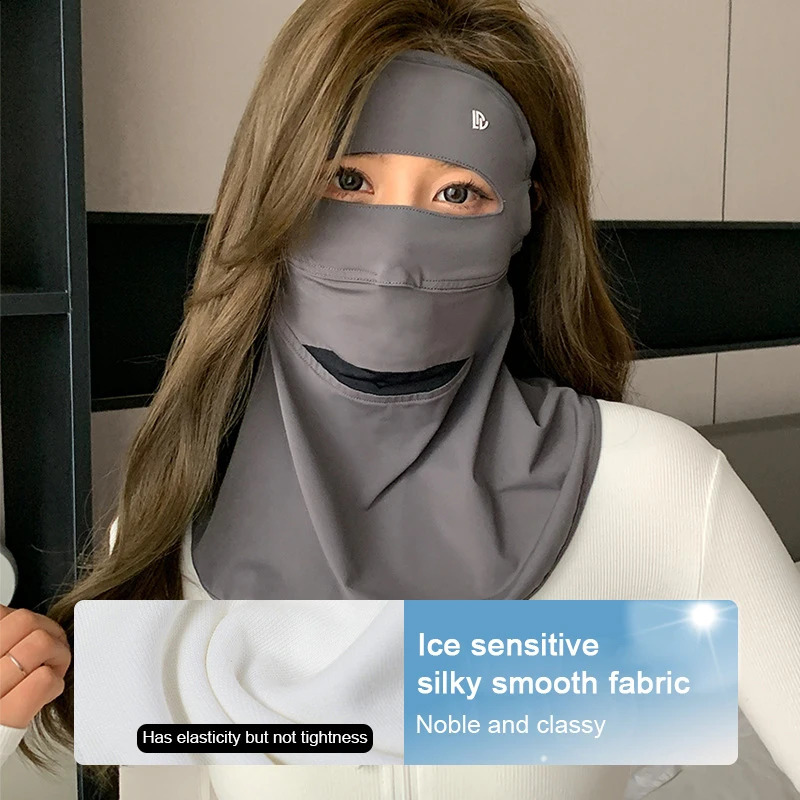 Full Face Sunscreen Mask Female Summer Anti-Ultraviolet Driving Riding Sunshade Face Kini Eye Protection Ice Silk Masks 250424