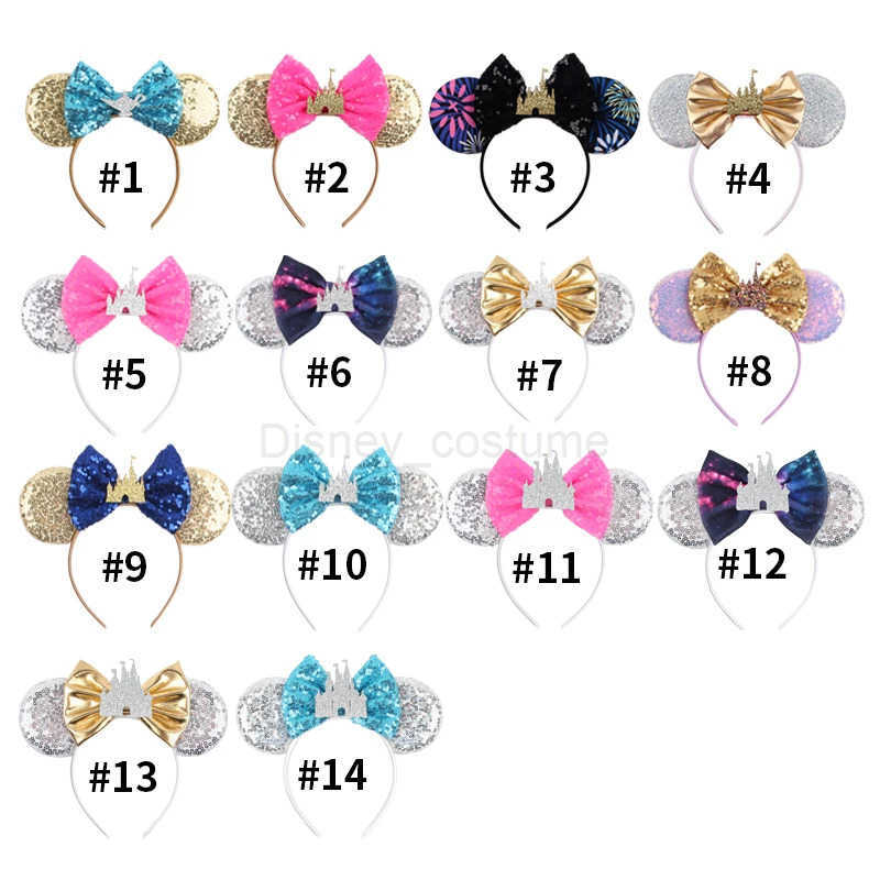Disney 2023 Shining Castle Mouse Ears Headband Shining Crown 5-inch Bow Girl Princess Party DIY Hair Accessories X250425