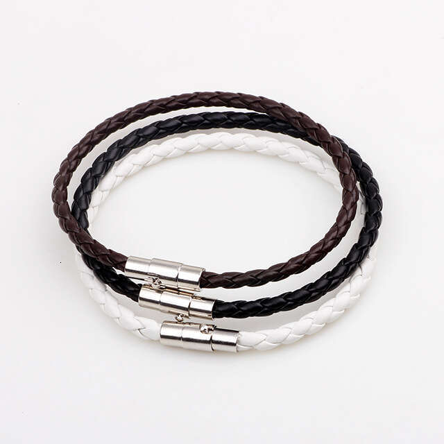 Boutique Handpiece 4MM Thick Serpentine Leather Rope Braided Magnetic Buckle Bracelet Versatile