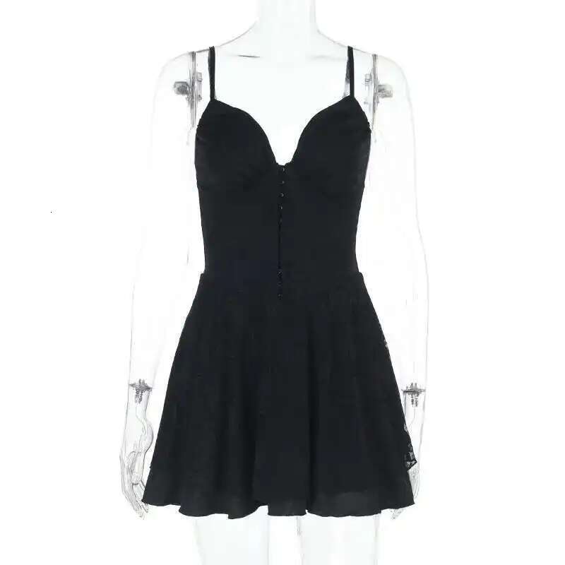 Dongdumaoyi Townlike Waist Wrap A Line Lace Dress Women Spaghetti Strap Mini Spring Summer Backless Nightclub Sexy Party Dresses