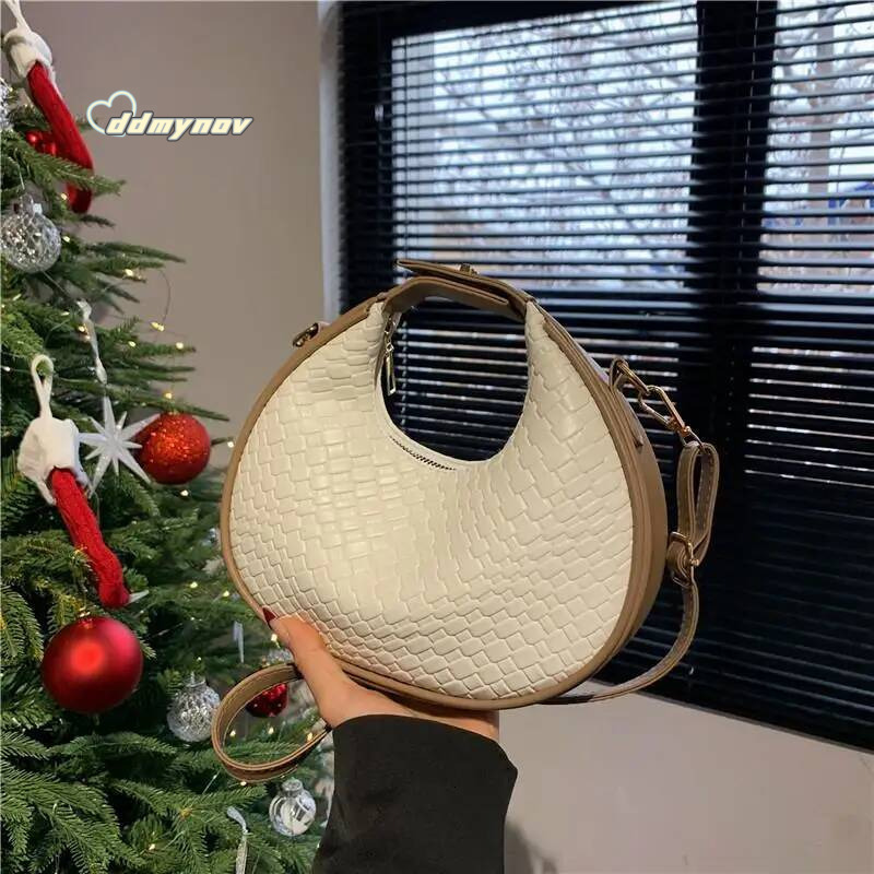 New Fashionable Simple Leisure Commuter Half Moon Retro Handheld Shoulder Carrying Women'S Crossbody Bag ddmynov