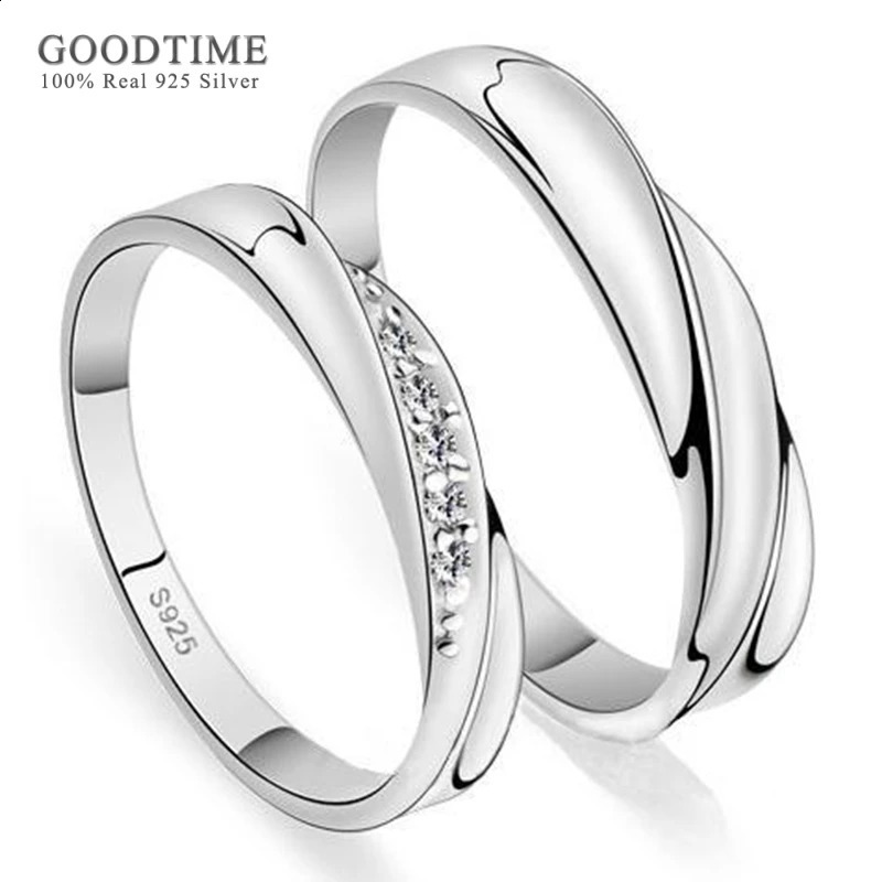 Fashion couple ring 100% pure 925 sterling silver jewelry romantic couple wedding ring 250422