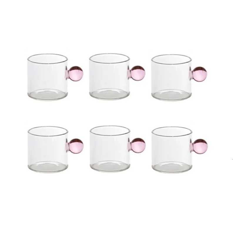 6PC Espresso Cups Small Tea Cup Set Heat Resistant Glass Teacups Bucket Table Decor 110ml Capacity Y251125