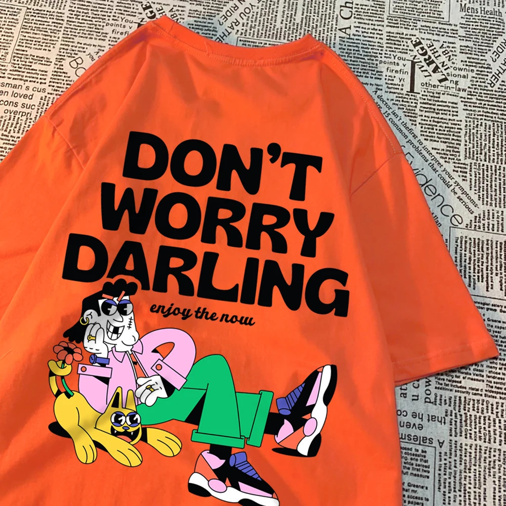 Dont worry dear. Enjoy the current mens T-shirts oversized Crewneck T-shirts breathable clothing summer cotton T-shirts loose tops 250423