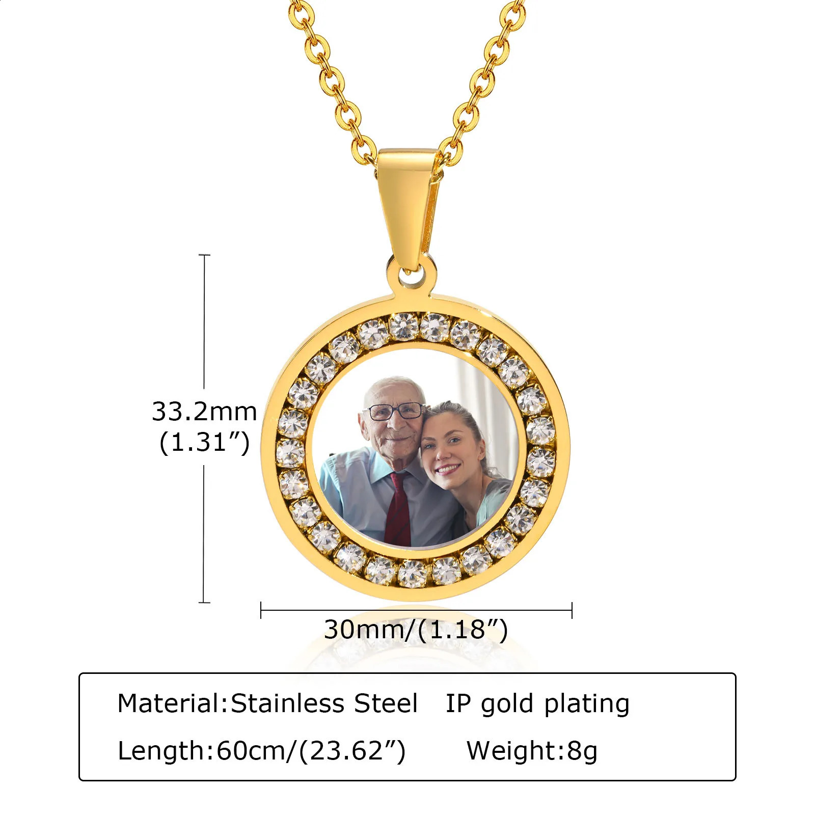 Personalize Engrave Name Round Free Customizable Po of Family Necklaces Picture Words Date Pendant Keepsake Gifts Collar 250425