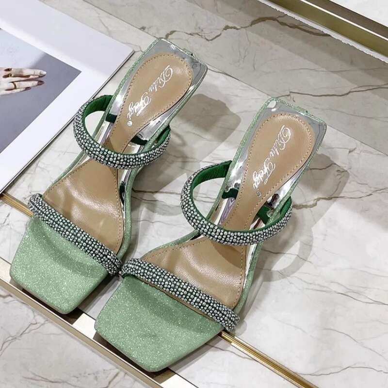 Summer new pearl rhinestone sequins with special-shaped heels fashion slippers high-heeled banquet dress large-size women sandal