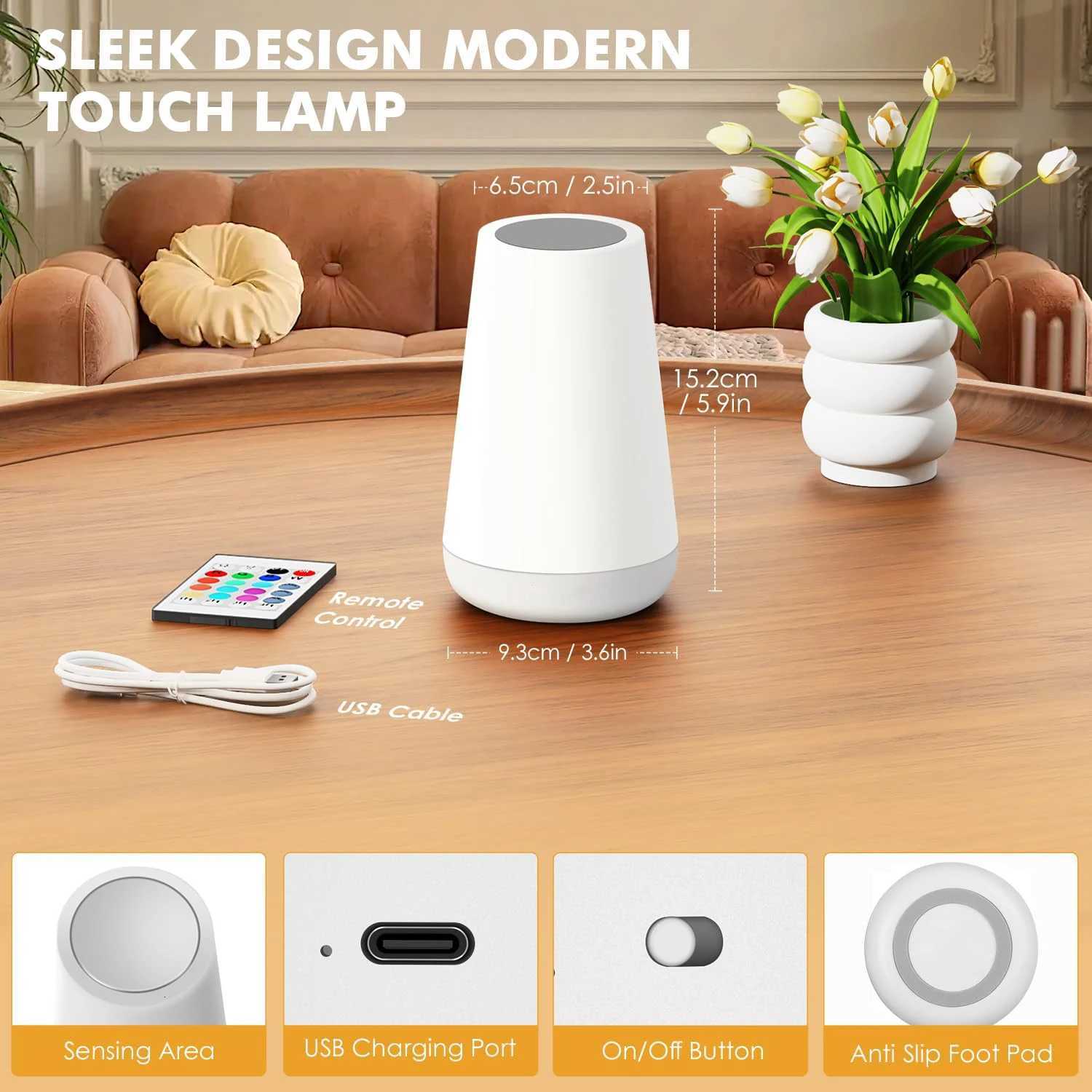 13 Color Changing Night Light RGB Remote Control Touch Dimmable Lamp Portable Table Bedside Lamps USB Rechargeable Night LampM251125