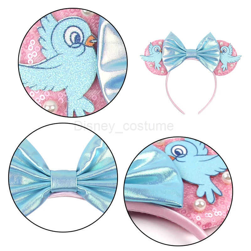Disney 2024 Latest Mickey Mouse Ear Headbands for Children Adults Festival Parties Glitter Bow Hair for Women Baby Girls Party Hair Accessories Gifts 