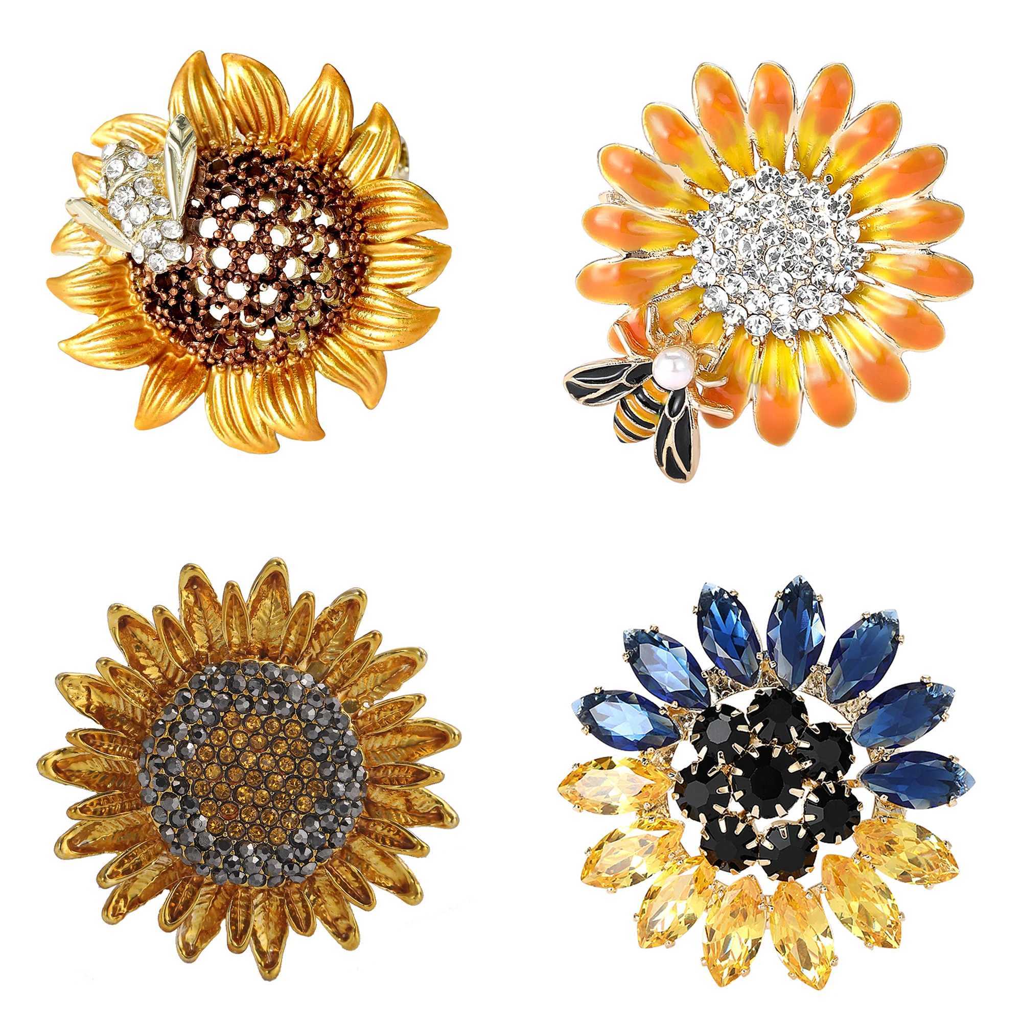 Rhinestone Bee Sunflower Brooches for Women Unisex Insect Plant Pins Office Party Friend Funny Luxury Gifts Jewelry Accessories J251125