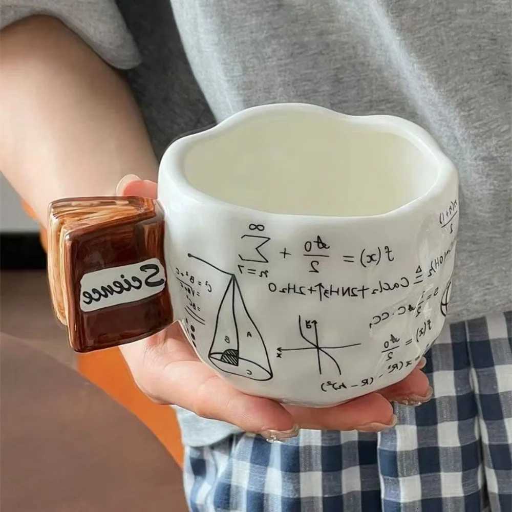 Science Formula Pattern Coffee Mug Ceramic Cups With Handle Handmade Irregular Cup Gift For Physics Chemistry and Math Teacher Y251125
