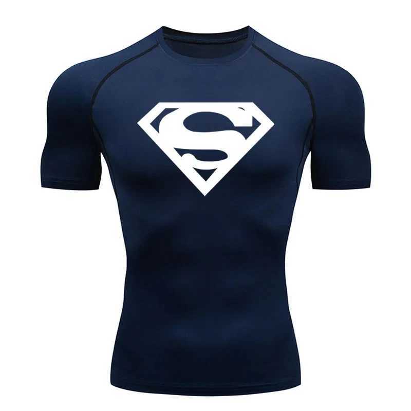 Mens running T-shirt compression sports shirt ultra-thin fast drying breathable jogging sports short sleeved summer casual top W250425