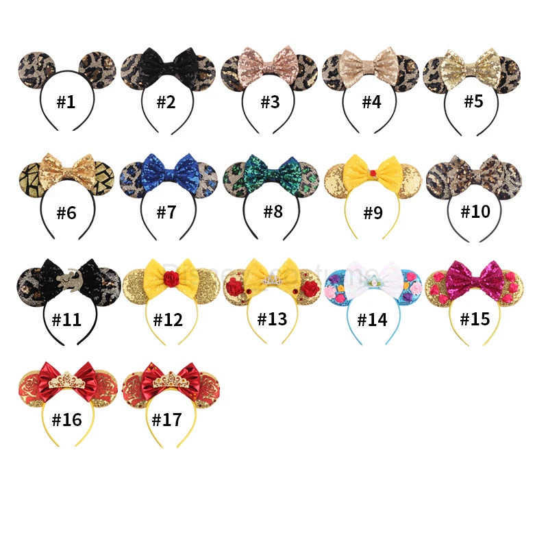 Disney Chic Disney Mouse Ears Headband Shining 5 Bow Girls Festival Party DIY Womens Hair Accessories Gift X250425