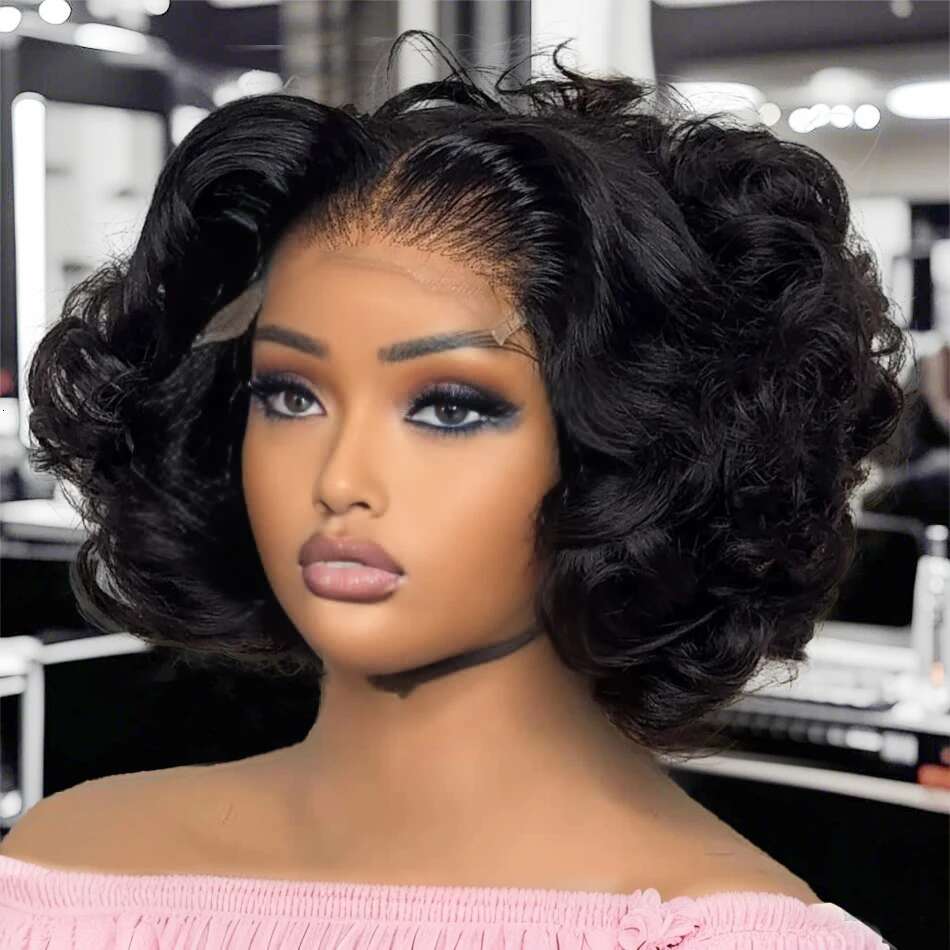 Luvin Brazilian Body Short Bob 13X4 13X6 HD Transparent Lace Front Human Hair Wigs 250% Water Wave 5X5 Closure Wig