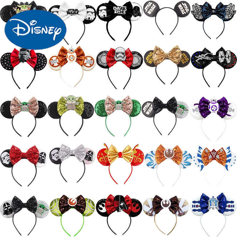 Disney Star Wars Hair Band Female Grogu Yoda Girl Headband Darth Vader Hair Accessories Childrens Rebel League Earphones X250425